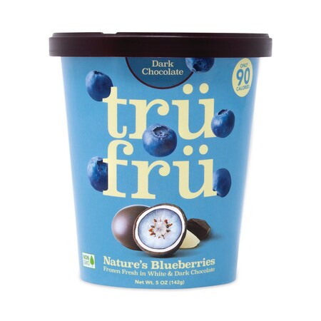 Tru Fru Nature's Hyper-Chilled Blueberries in White and Dark Chocolate, 5 oz Cup, 8PK 823F
